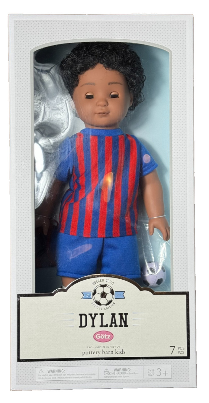 Pottery Barn Kids Götz 18" Dylan Soccer Player Doll With Soccer Set 2019 - New